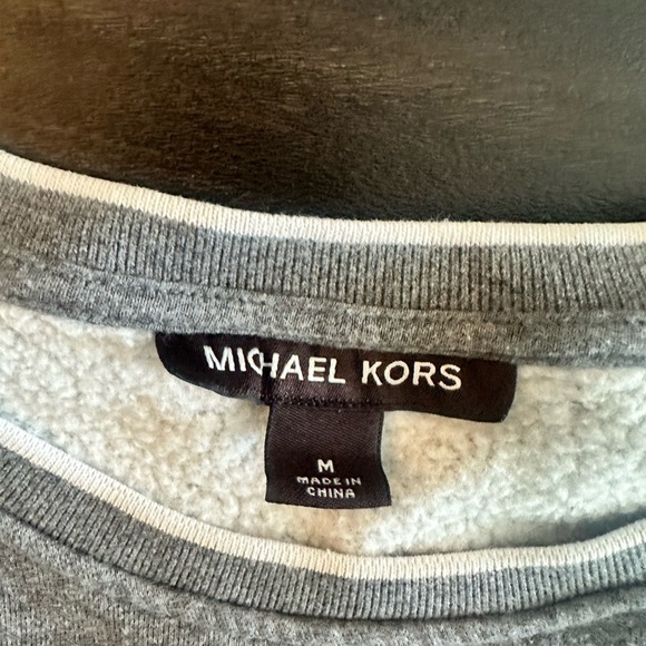 Michael Kors Gray Crewneck Sweater with Ribbed Cuffs - Picture 3 of 3